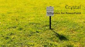  Presentation with green lawn - PPT theme featuring keep-off-grass-sign background and a gold colored foreground