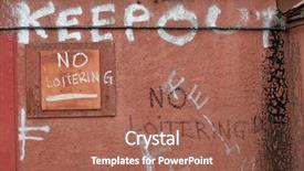  Presentation with strong - Beautiful presentation design featuring keep out and no loitering strong message painted on a back wall along an alley backdrop and a coral colored foreground