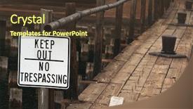  Presentation with keep calm airport - Cool new PPT theme with keep out no trespassing sign backdrop and a tawny brown colored foreground