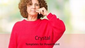  Presentation with black women beautiful woman - PPT theme featuring keep quiet - beautiful middle ager senior woman background and a  colored foreground