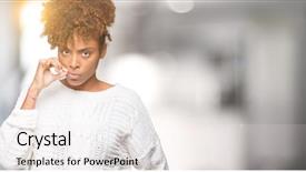  Presentation with african american in technology - Amazing PPT theme having keep quiet - beautiful young african american woman backdrop and a sky blue colored foreground