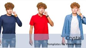  Presentation with lips mouth - Presentation theme featuring keep quiet - collage of young man wearing background and a  colored foreground