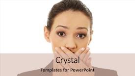  Presentation with mouth - Amazing presentation having keep quiet - surprised excited young business woman backdrop and a lemonade colored foreground