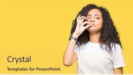  Presentation with curly hair - Beautiful slide deck featuring keep quiet - young beautiful girl with curly backdrop and a yellow colored foreground