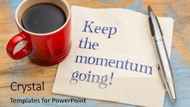  Presentation with momentum - Theme enhanced with keep the momentum going - handwriting background and a soft green colored foreground