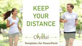  Presentation with city people walking - Colorful slides enhanced with keep-your-distance-6-feet backdrop and a cream colored foreground