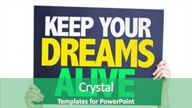  Presentation with alive - Cool new PPT theme with keep your dreams alive card isolated on white backdrop and a ocean colored foreground