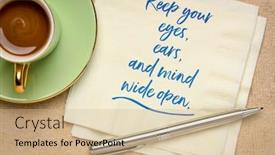  Presentation with open mind - Slide set having keep-your-eyes-ears background and a coral colored foreground