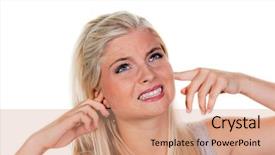  Presentation with noise pollution - Colorful slide deck enhanced with keeping formation - young woman suffers from noise backdrop and a coral colored foreground