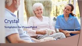  Presentation with group fitness - Slide deck consisting of keeping together - group of seniors enjoying fitness background and a sky blue colored foreground