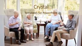  Presentation with group fitness - Presentation design consisting of keeping together - group of seniors enjoying fitness background and a soft green colored foreground