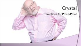  Presentation with elderly care - Slides enhanced with keeps hands on his back background and a white colored foreground