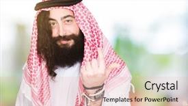  Presentation with long hair man - Amazing slide set having keffiyeh scarf beckoning come here backdrop and a lemonade colored foreground