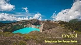  Presentation with enchanted - Beautiful presentation design featuring kelimutu crater lakes enchanted place indonesia tourist beautiful volcano landscape splendid azure color water trees and bushes on mountain blue sky with clouds panoramic photo backdrop and a tawny brown colored foreground