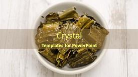  Presentation with healthy snack - Presentation enhanced with kelp-chips-deep-fried-kombu background and a tawny brown colored foreground