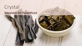  Presentation with healthy snack - Slide set with kelp-chips-deep-fried-kombu background and a lemonade colored foreground