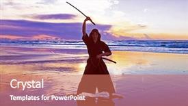  Presentation with samurai - Presentation design enhanced with kendo - young samurai women with japanese background and a  colored foreground