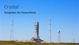  Presentation with launch - Presentation design consisting of kennedy-space-center-florida-usa background and a light blue colored foreground