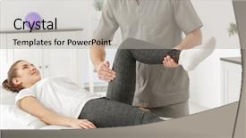  Presentation with physiotherapist - Beautiful PPT theme featuring kensiology - physiotherapist working with patient backdrop and a light gray colored foreground