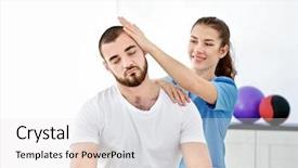  Presentation with physiotherapist - Beautiful PPT theme featuring kensiology - physiotherapist working with patient backdrop and a white colored foreground