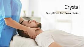  Presentation with physiotherapist - Cool new slide deck with kensiology - physiotherapist working with patient backdrop and a white colored foreground