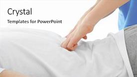  Presentation with working in a clinic - PPT theme consisting of kensiology - physiotherapist working with patient background and a white colored foreground