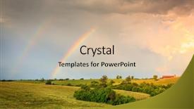  Presentation with kentucky - PPT theme featuring kentucky countryside with double rainbow background and a lemonade colored foreground