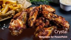  Presentation with french fries - PPT theme featuring kentucky wings and french fries background and a tawny brown colored foreground