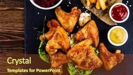  Presentation with kentucky - Amazing slide set having kentucky wings with french fries backdrop and a tawny brown colored foreground