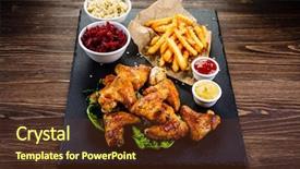  Presentation with kentucky - Cool new slide set with kentucky wings with french fries backdrop and a tawny brown colored foreground