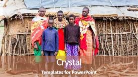  Presentation with hut - Theme featuring kenya - massai family looking in camera background and a coral colored foreground