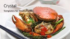  Presentation with crab - Audience pleasing theme consisting of kep - stir-fried crab with green kampot backdrop and a lemonade colored foreground