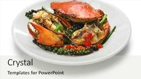  Presentation with crab - Slide set with kep - stir-fried crab with green kampot background and a light gray colored foreground