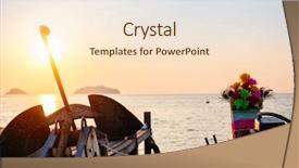  Presentation with wooden boat at sea edge - Audience pleasing slide deck consisting of kep - wooden fishing boat near backdrop and a cream colored foreground