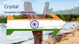  Presentation with india flag - Amazing slides having kerala culture - india flag wooden sign backdrop and a sky blue colored foreground