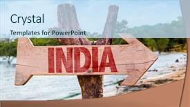  Presentation with india - PPT theme featuring kerala culture - india wooden sign with exotic background and a  colored foreground