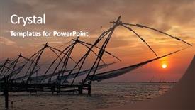  Presentation with india fort - Audience pleasing presentation theme consisting of kerala travel tourist landmark - kochi backdrop and a coral colored foreground