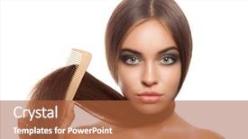  Presentation with real woman hair texture human - PPT layouts consisting of keratin - beautiful woman with comb background and a red colored foreground