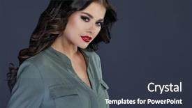  Presentation with portrait of excited overjoyed female - Slide set featuring keratin - portrait of beautiful female model background and a  colored foreground