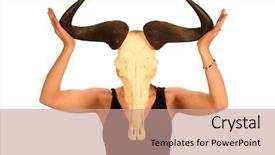  Presentation with skull - Beautiful PPT layouts featuring keratin - young woman holds a african backdrop and a coral colored foreground