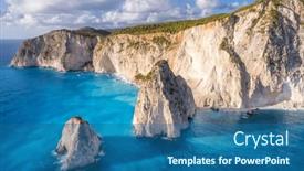  Presentation with zakynthos - Theme consisting of keri-cliffs-on-zakynthos-island background and a ocean colored foreground