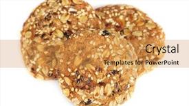  Presentation with cookies - Presentation theme featuring kernite - delicious oatmeal cookies isolated background and a gold colored foreground