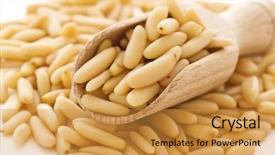  Presentation with mining truck shovel - Presentation theme having kernite - pine nuts with shovel background and a gold colored foreground