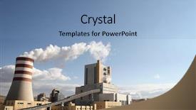  Presentation with power plant - Presentation having nuclear radiation - power plant with smoking chimney background and a teal colored foreground