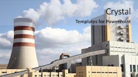 Presentation with coal - Presentation theme enhanced with power plant with smoking chimney background and a light blue colored foreground