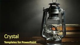  Presentation with dark grey - Audience pleasing theme consisting of kerosene lamp and books backdrop and a wine colored foreground