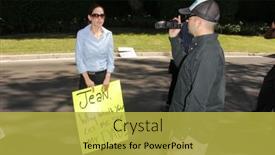  Presentation with protest - Cool new presentation design with young attractive woman holding paper backdrop and a coral colored foreground