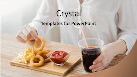  Presentation with fast food - Amazing theme having ketchup and drinking coca cola backdrop and a light gray colored foreground