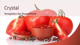  Presentation with ketchup - PPT theme enhanced with ketchup in bowl spices background and a lemonade colored foreground