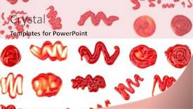  Presentation with tomato ketchup - Audience pleasing PPT layouts consisting of ketchup-stains-tomato-sauce-red backdrop and a coral colored foreground
